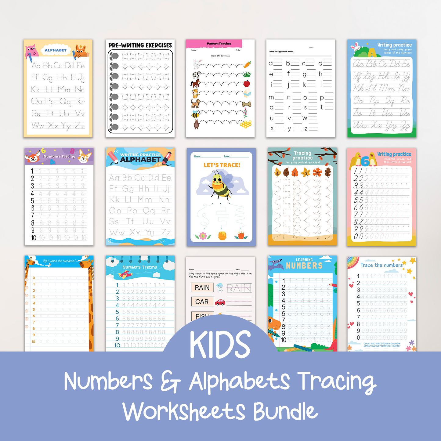 ✨ Fun Learning for Little Ones: Numbers & Alphabets Tracing Worksheets Bundle ✨